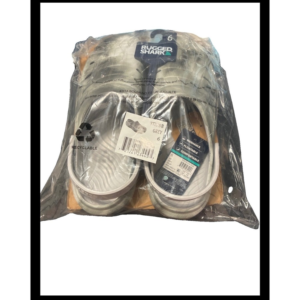 Rugged Shark Youth EVA Clogs Grey Camo Water Shoes Size 6 Kids Slip On Sandals